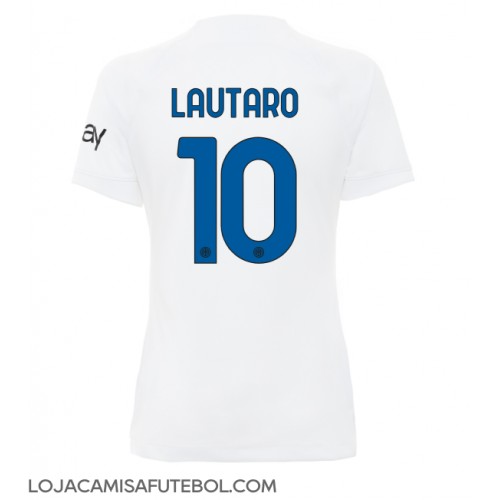 Camisa de Futebol Inter Milan Lautaro Martinez #10 Equipamento Secundário Mulheres 2023-24 Manga Curta